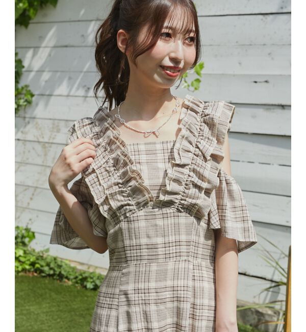  「バックレースアップフリルワンピース」|ワンピース|