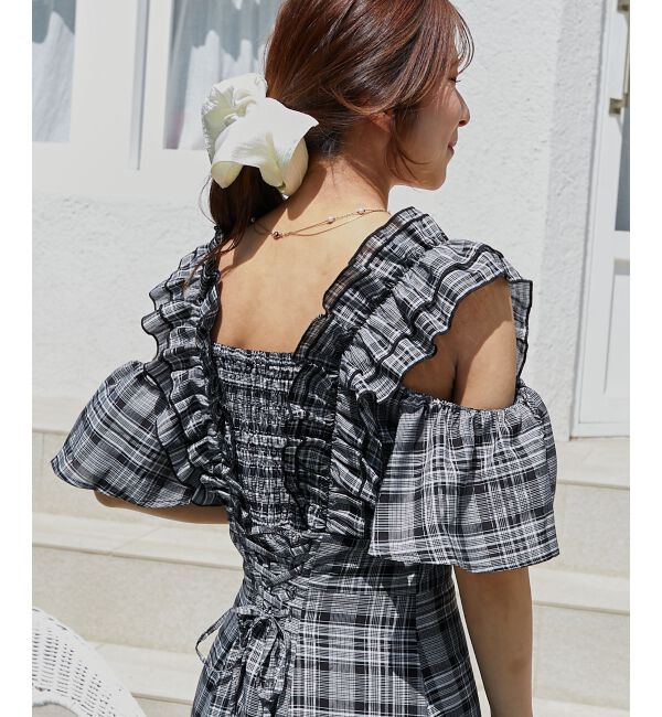  「バックレースアップフリルワンピース」|ワンピース|