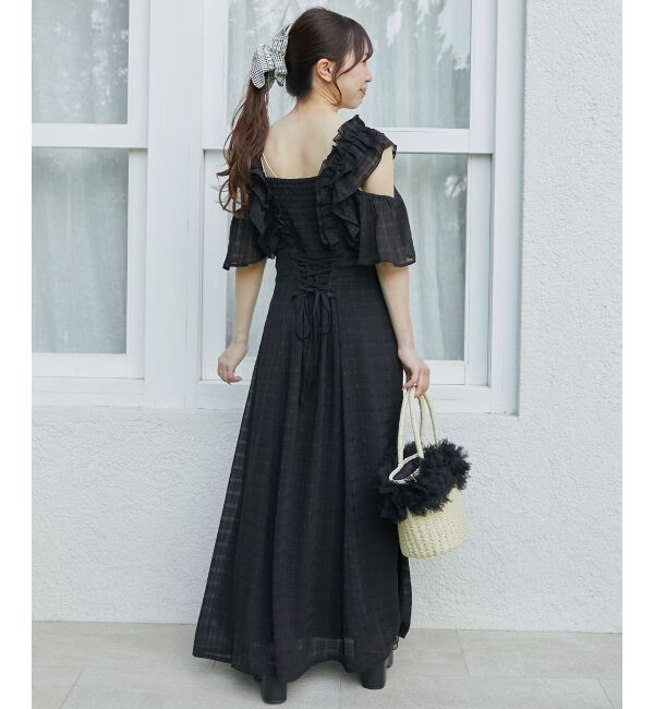  「バックレースアップフリルワンピース」|ワンピース|