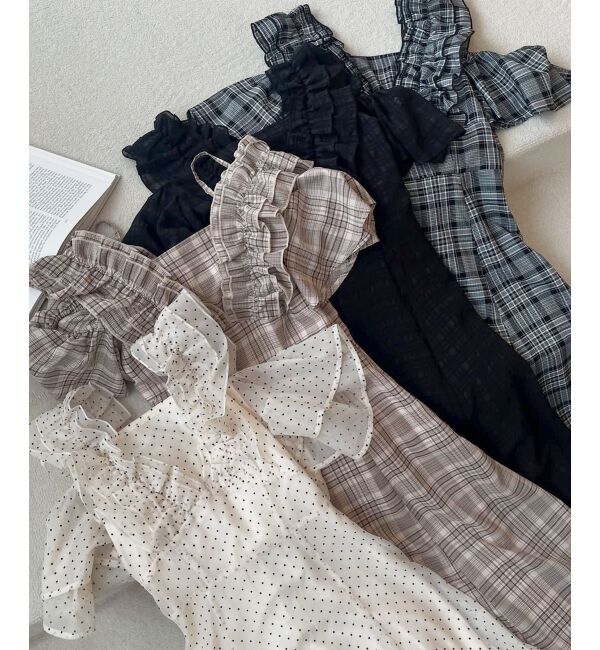  「バックレースアップフリルワンピース」|ワンピース|