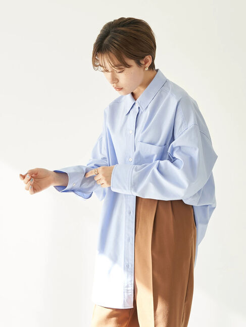 earth music&ecology「ビッグシャツ」|シャツ・ブラウス|サックスブルー