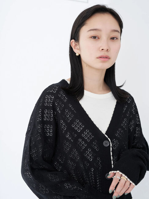 earth music&ecology「配色透かしカーディガン」|カーディガン|