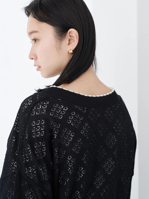 earth music&ecology「配色透かしカーディガン」|カーディガン|