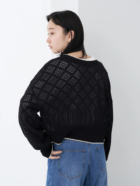 earth music&ecology「配色透かしカーディガン」|カーディガン|