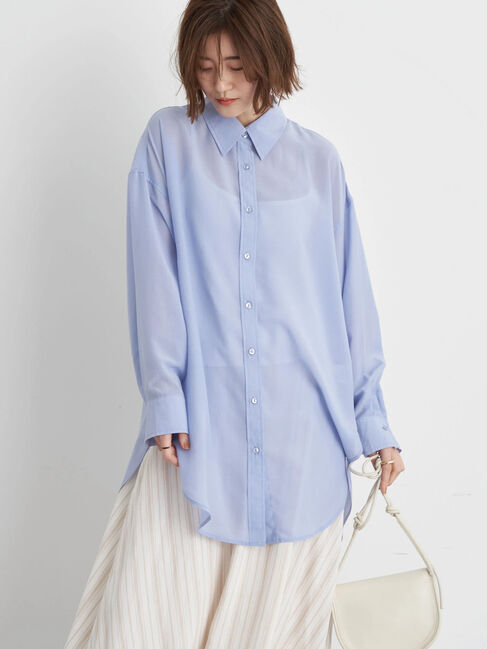 earth music&ecology「ボーイズライクビッグシャツ」|シャツ・ブラウス|ライトパープル