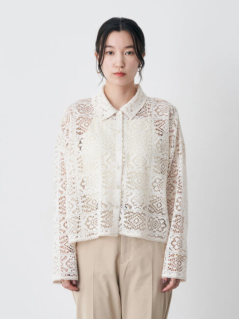 earth music&ecology「ショート丈レースシャツ」|シャツ・ブラウス|
