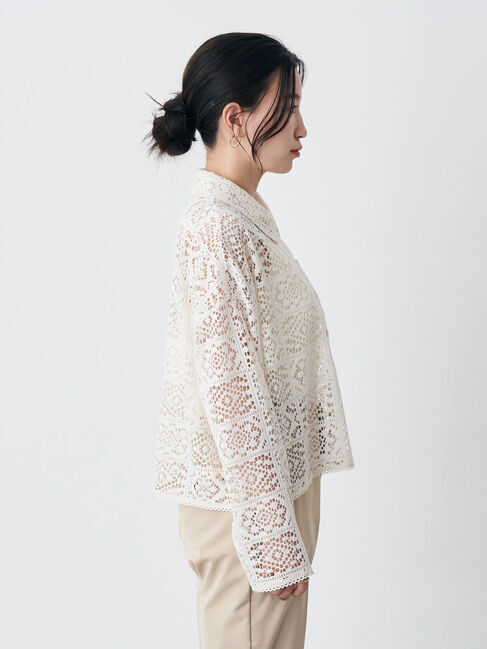 earth music&ecology「ショート丈レースシャツ」|シャツ・ブラウス|