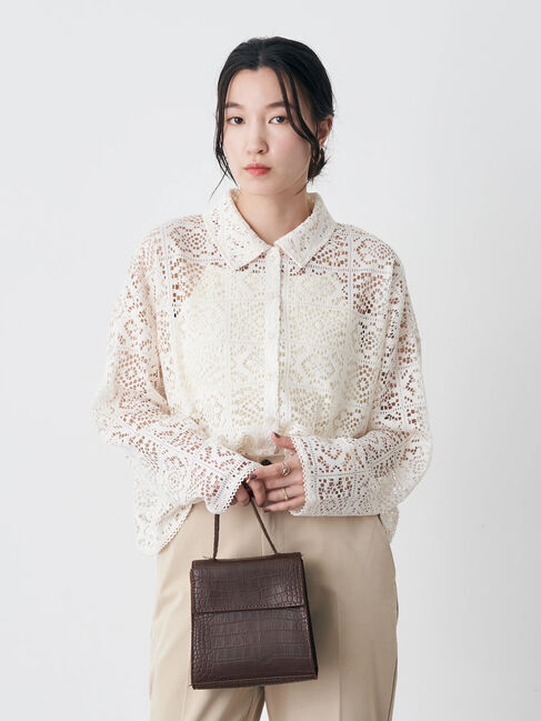 earth music&ecology「ショート丈レースシャツ」|シャツ・ブラウス|