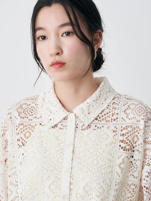 earth music&ecology「ショート丈レースシャツ」|シャツ・ブラウス|