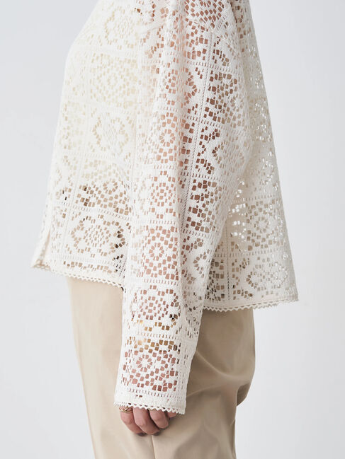 earth music&ecology「ショート丈レースシャツ」|シャツ・ブラウス|