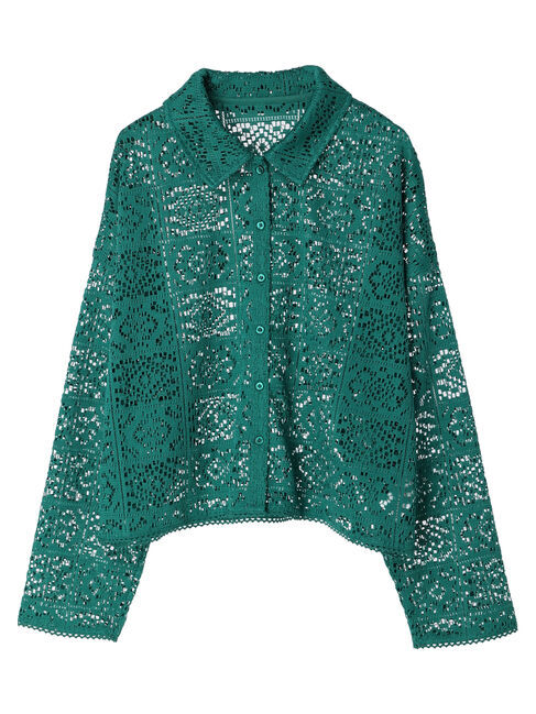 earth music&ecology「ショート丈レースシャツ」|シャツ・ブラウス|