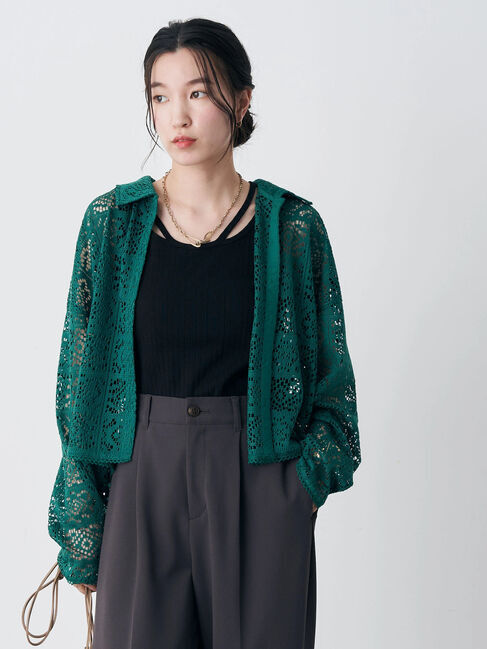 earth music&ecology「ショート丈レースシャツ」|シャツ・ブラウス|