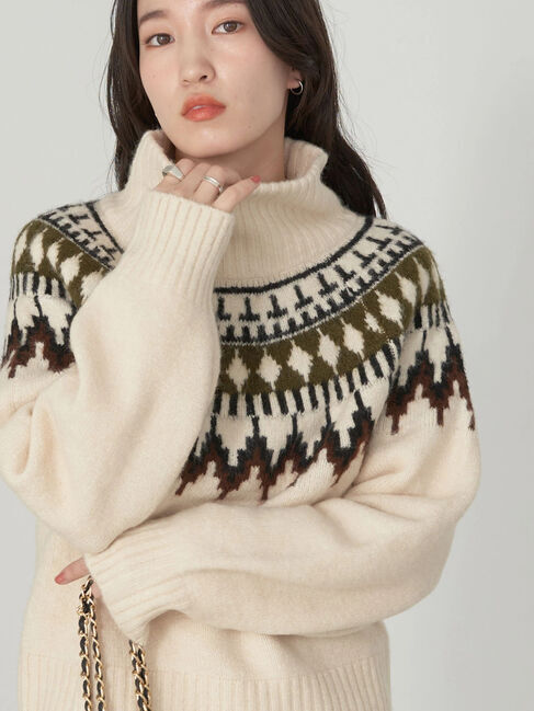 earth music&ecology「ノルディックショートニットプルオーバー」|ニット・セーター|