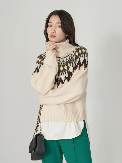 earth music&ecology「ノルディックショートニットプルオーバー」|ニット・セーター|