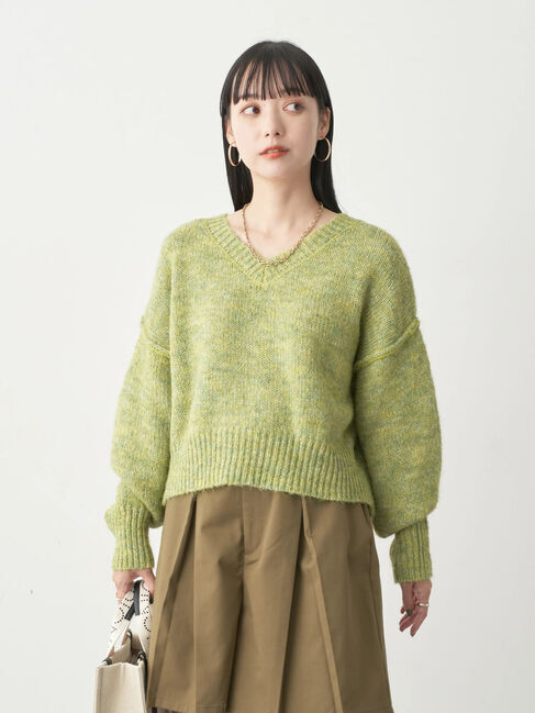 earth music&ecology「ヘアリーVネックショートニット」|ニット・セーター|