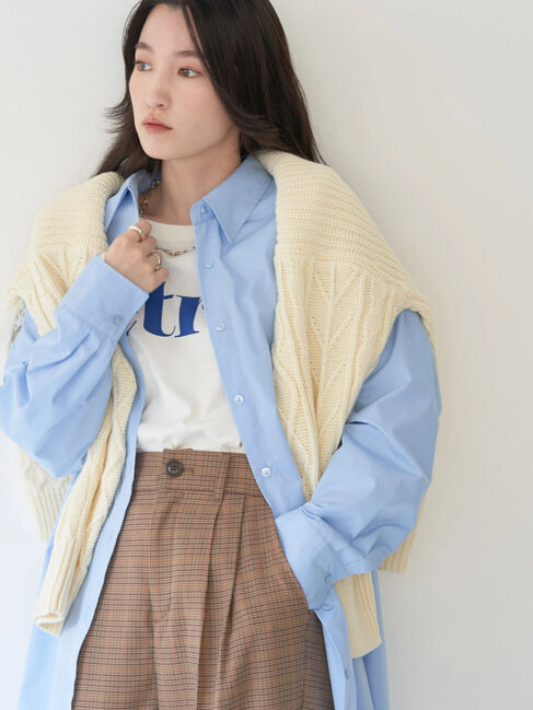 earth music&ecology「ボーイズライクシャツ」|シャツ・ブラウス|サックスブルー