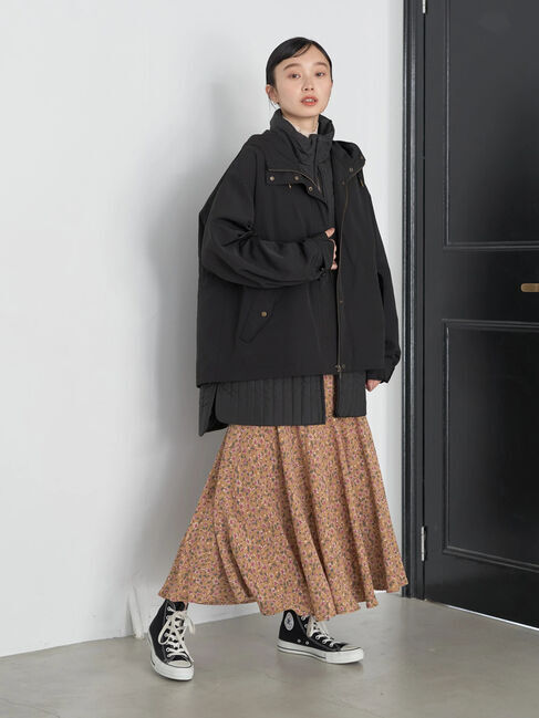 earth music&ecology「レトロフラワーボリュームスカート」|スカート|