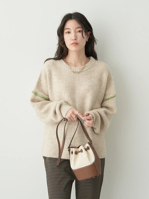 earth music&ecology「配色ステッチニットプルオーバー」|ニット・セーター|