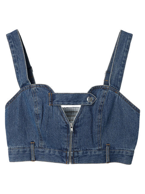 earth music&ecology「タブ付デニムビスチェ」|ベスト・ジレ|