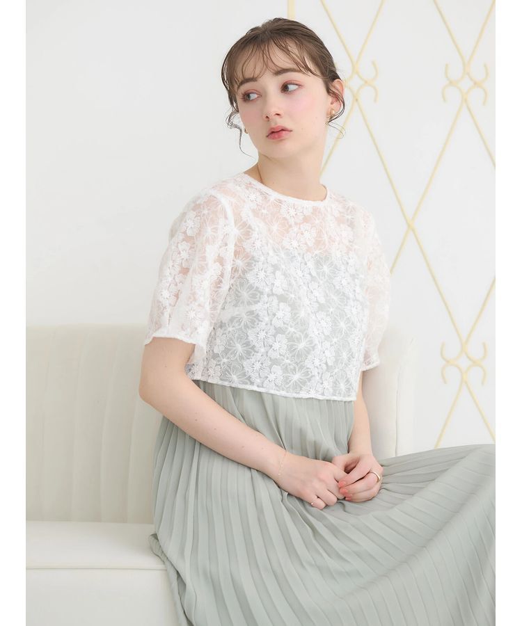 earth music&ecology「SET2点　オーガンジー刺繍+プリーツワンピース」|ワンピース|