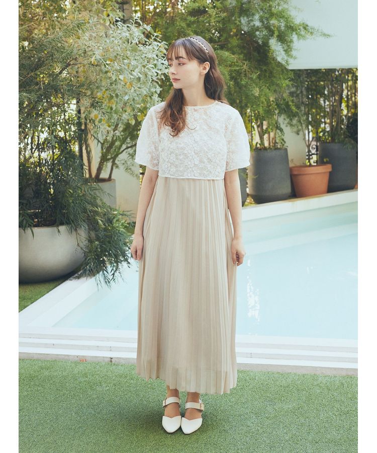 earth music&ecology「SET2点　オーガンジー刺繍+プリーツワンピース」|ワンピース|