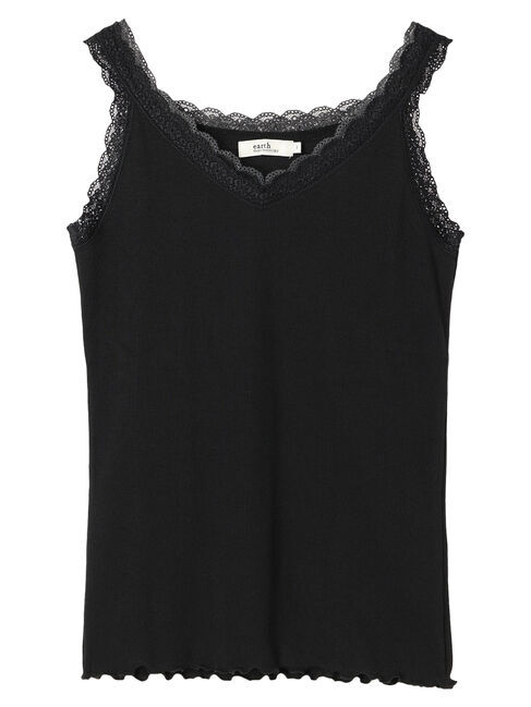 earth music&ecology「ダブルレースタンクトップ」|インナー|Black