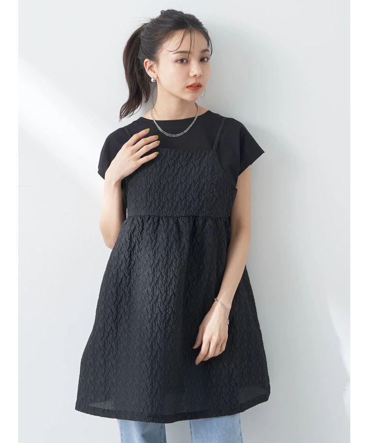 earth music&ecology「ぽこぽこフラワーキャミチュニック」|チュニック|Black