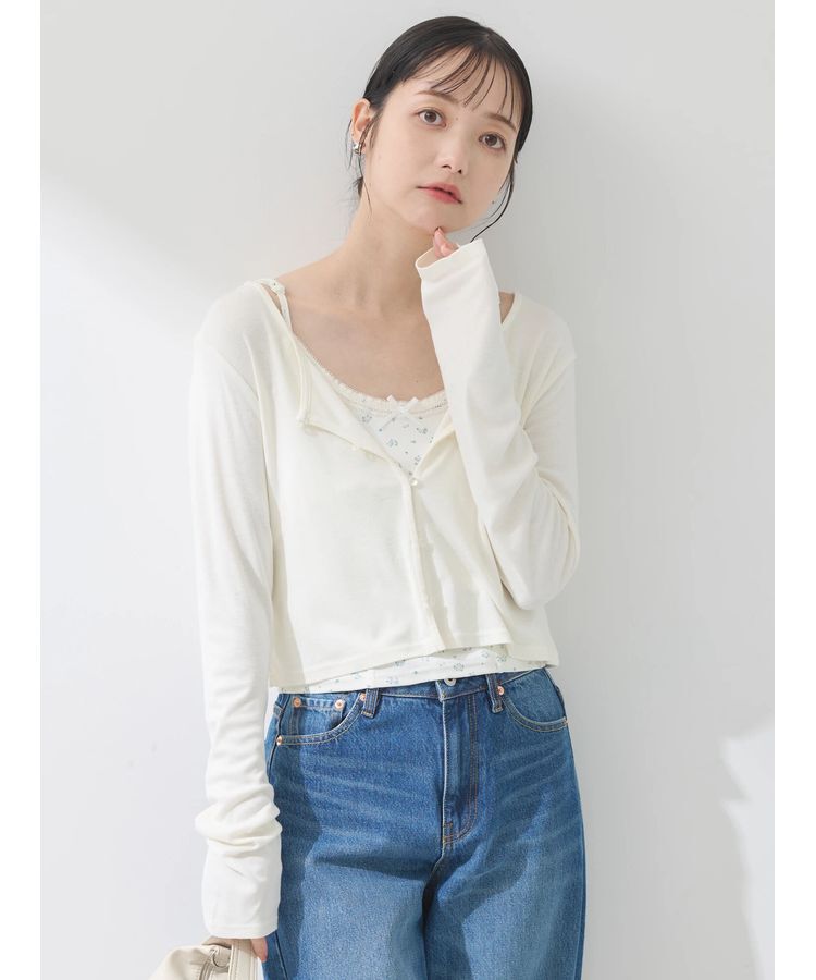 earth music&ecology「SET2点カーディガン+フラワーキャミ」|カーディガン|Ivory
