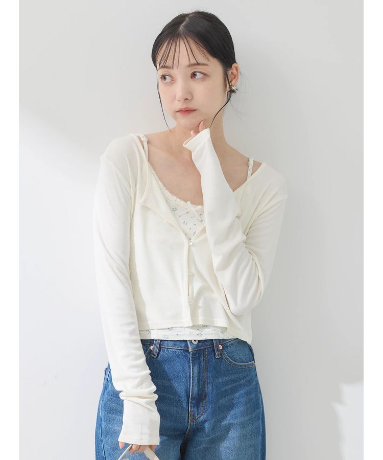 earth music&ecology「SET2点カーディガン+フラワーキャミ」|カーディガン|