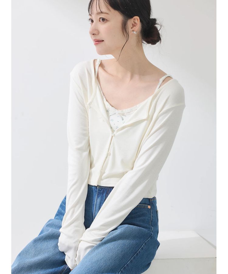 earth music&ecology「SET2点カーディガン+フラワーキャミ」|カーディガン|