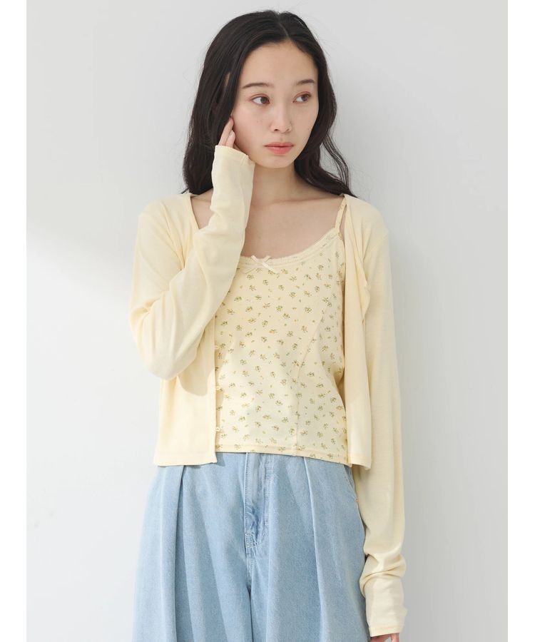 earth music&ecology「SET2点カーディガン+フラワーキャミ」|カーディガン|Yellow
