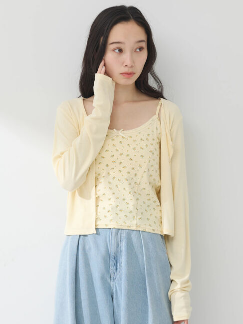 earth music&ecology「SET2点カーディガン+フラワーキャミ」|カーディガン|