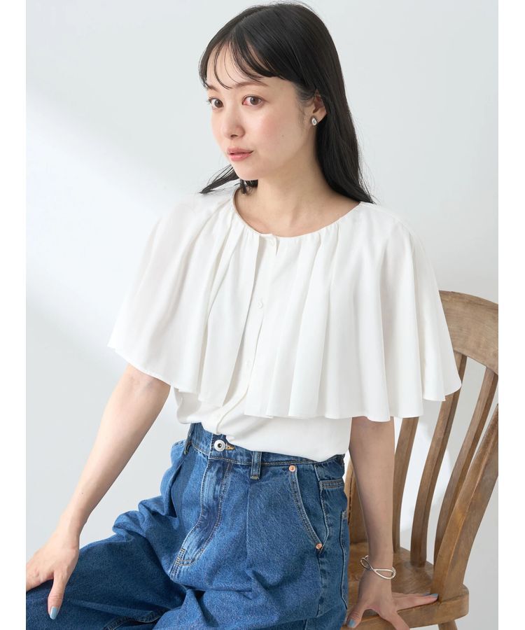 earth music&ecology「ケープカラーブラウス」|シャツ・ブラウス|Off White