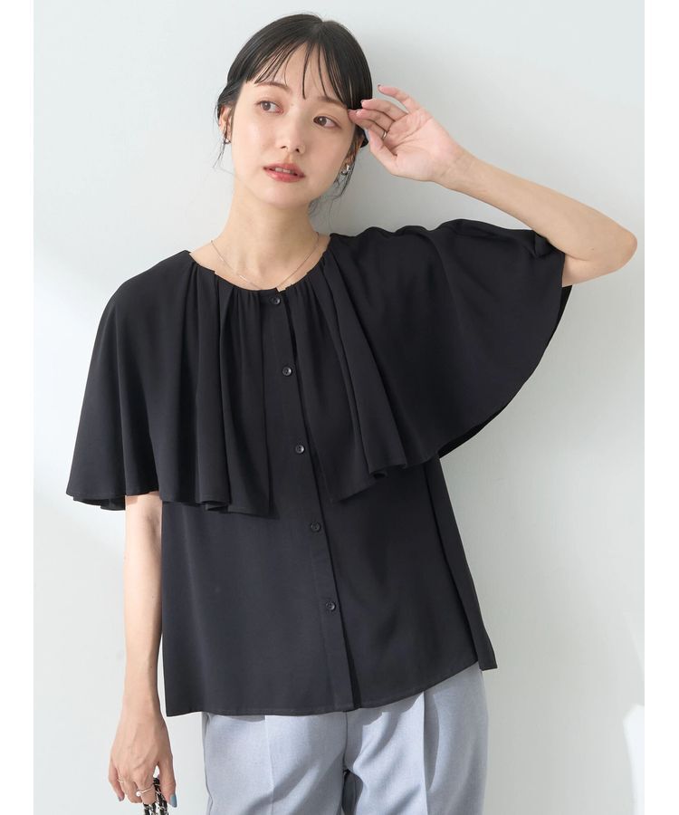 earth music&ecology「ケープカラーブラウス」|シャツ・ブラウス|Black