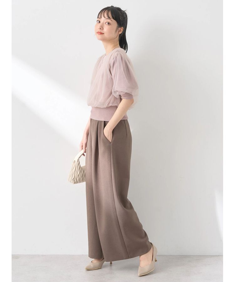 earth music&ecology「チュールドッキング半袖ニットプルオーバー」|ニット・セーター|