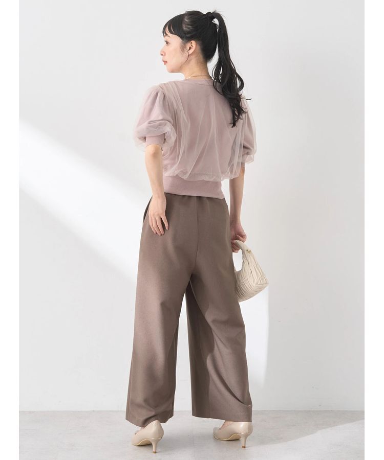 earth music&ecology「チュールドッキング半袖ニットプルオーバー」|ニット・セーター|