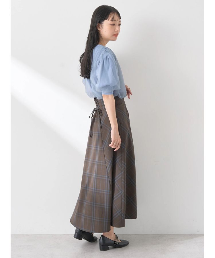 earth music&ecology「チュールドッキング半袖ニットプルオーバー」|ニット・セーター|