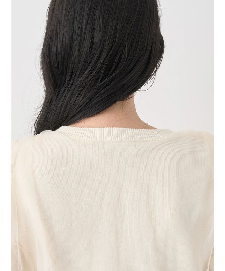 earth music&ecology「チュールドッキング半袖ニットプルオーバー」|ニット・セーター|