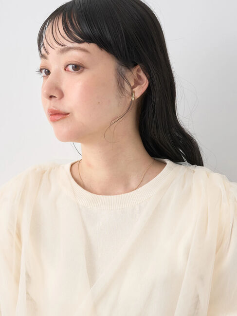 earth music&ecology「チュールドッキング半袖ニットプルオーバー」|ニット・セーター|