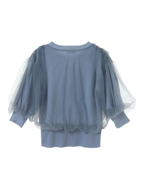 earth music&ecology「チュールドッキング半袖ニットプルオーバー」|ニット・セーター|