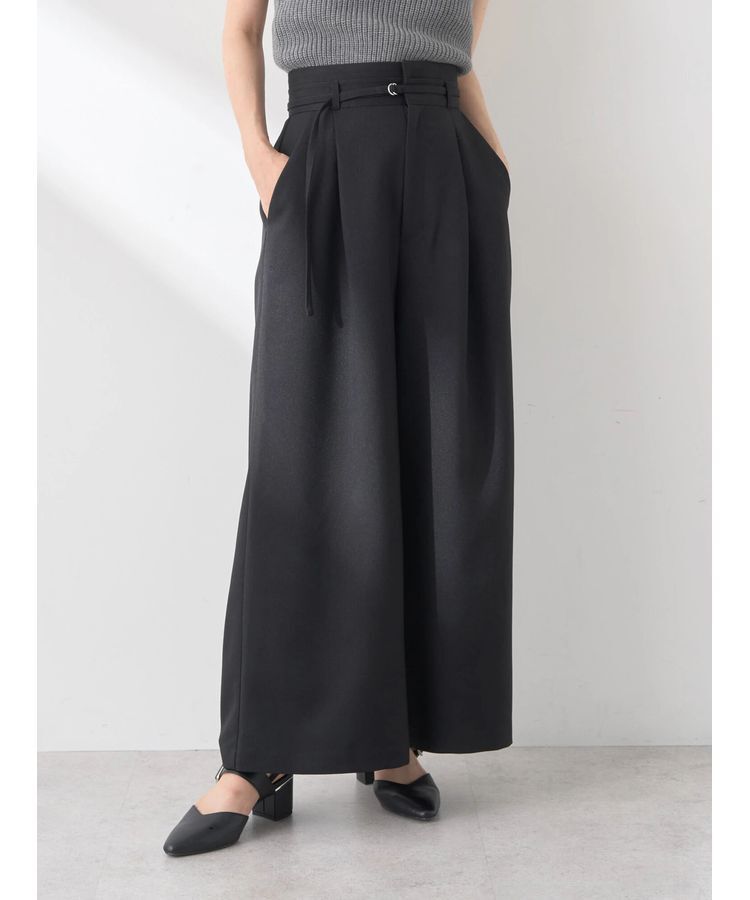 earth music&ecology「ベルト付きワイドパンツ」|その他|Black