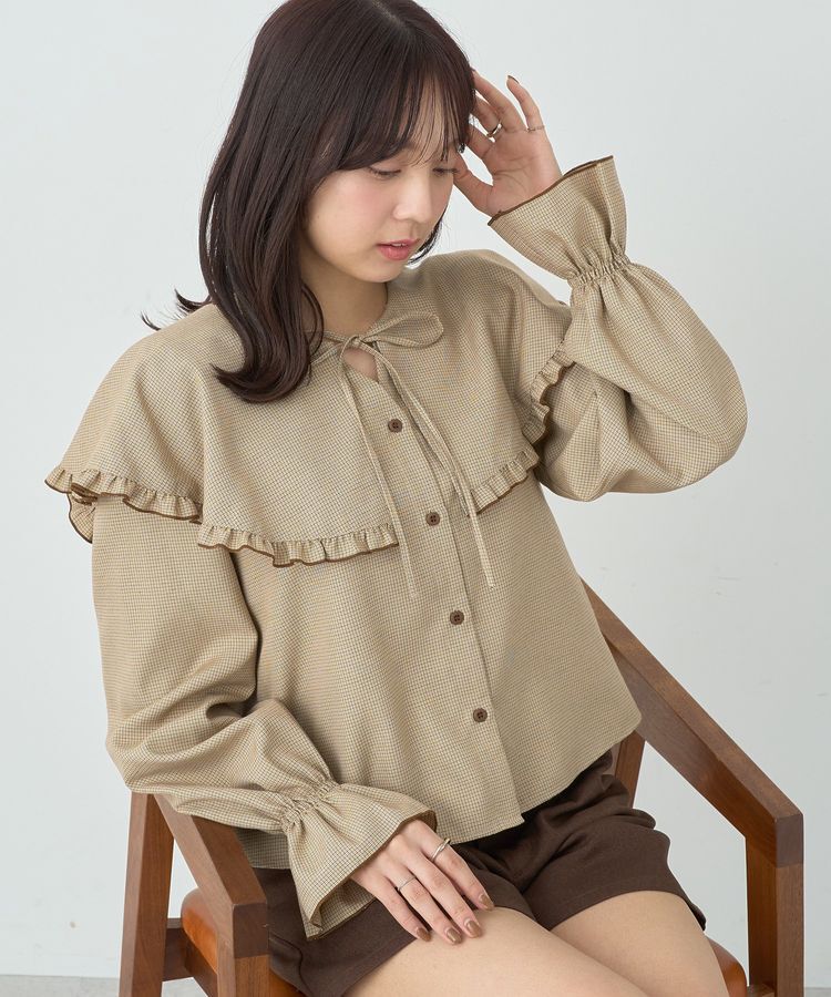 earth music&ecology「ラッフルカラーチェックブラウス」|シャツ・ブラウス|