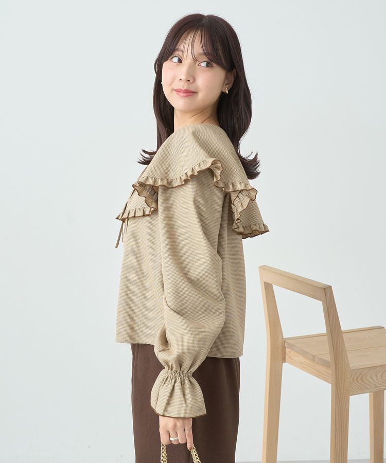 earth music&ecology「ラッフルカラーチェックブラウス」|シャツ・ブラウス|