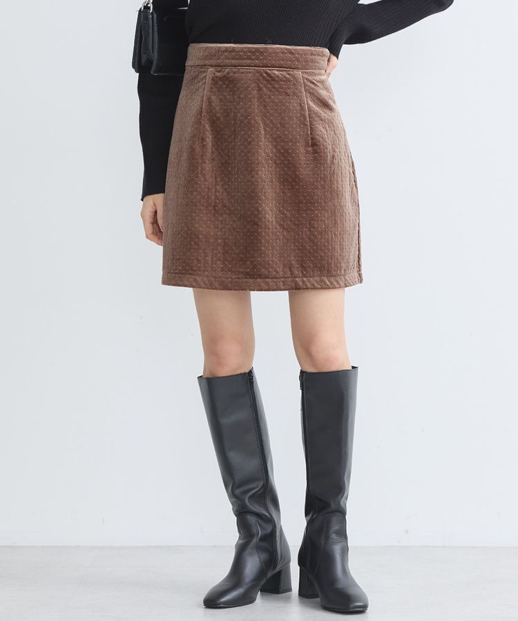 earth music&ecology「ベロアドットミニスカート」|タイト|