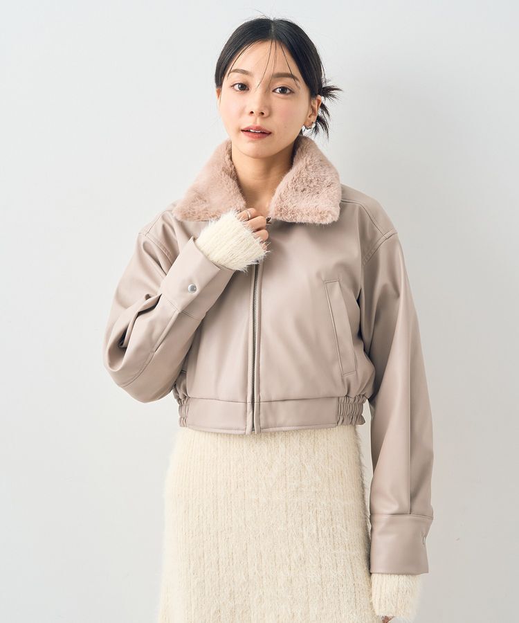 earth music&ecology「襟ファーレザーブルゾン」|ブルゾン・スタジャン|