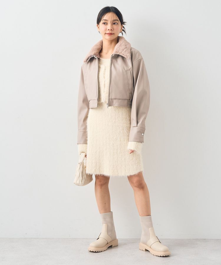 earth music&ecology「襟ファーレザーブルゾン」|ブルゾン・スタジャン|