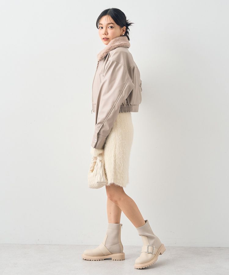 earth music&ecology「襟ファーレザーブルゾン」|ブルゾン・スタジャン|