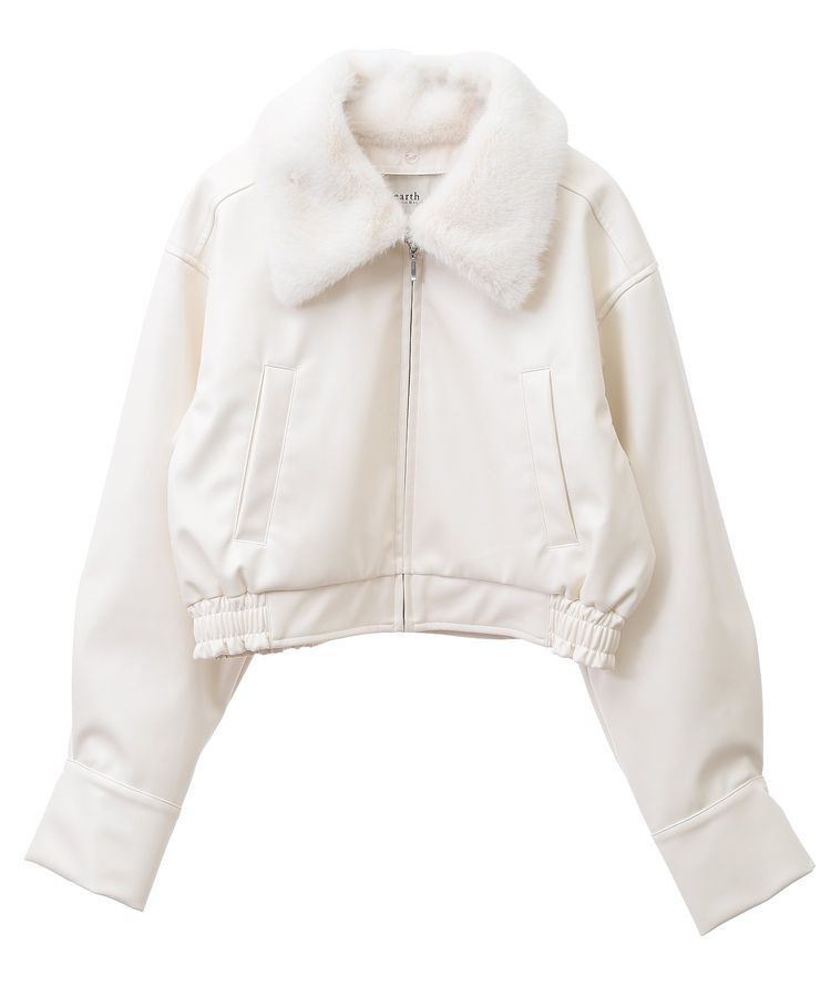 earth music&ecology「襟ファーレザーブルゾン」|ブルゾン・スタジャン|