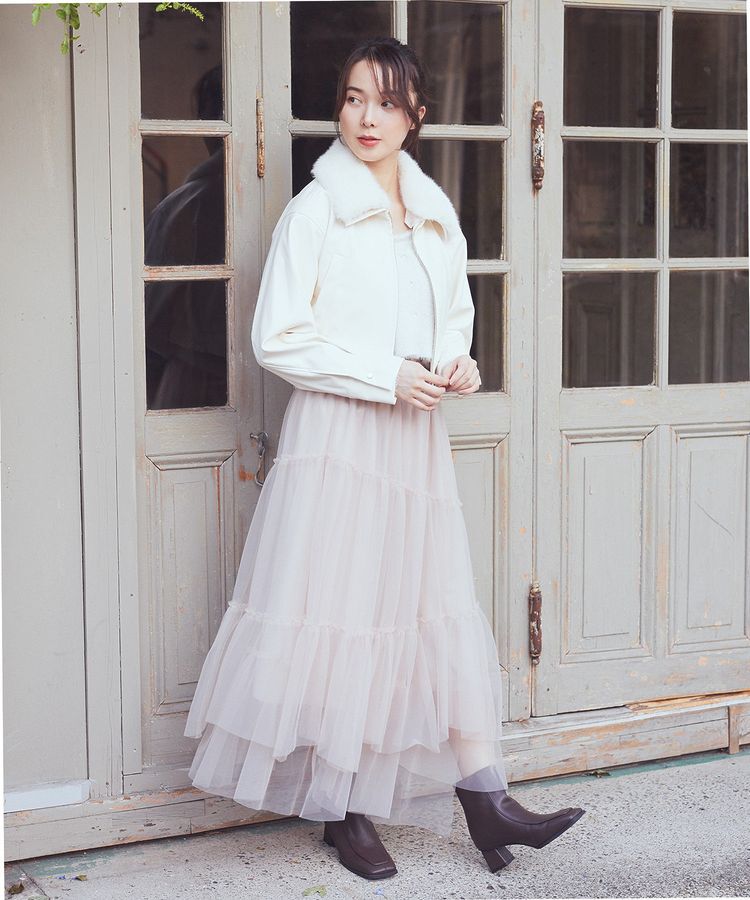 earth music&ecology「襟ファーレザーブルゾン」|ブルゾン・スタジャン|