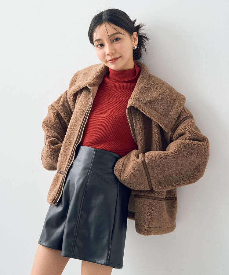 earth music&ecology「ビッグカラーボアフェイスブルゾン」|ブルゾン・スタジャン|